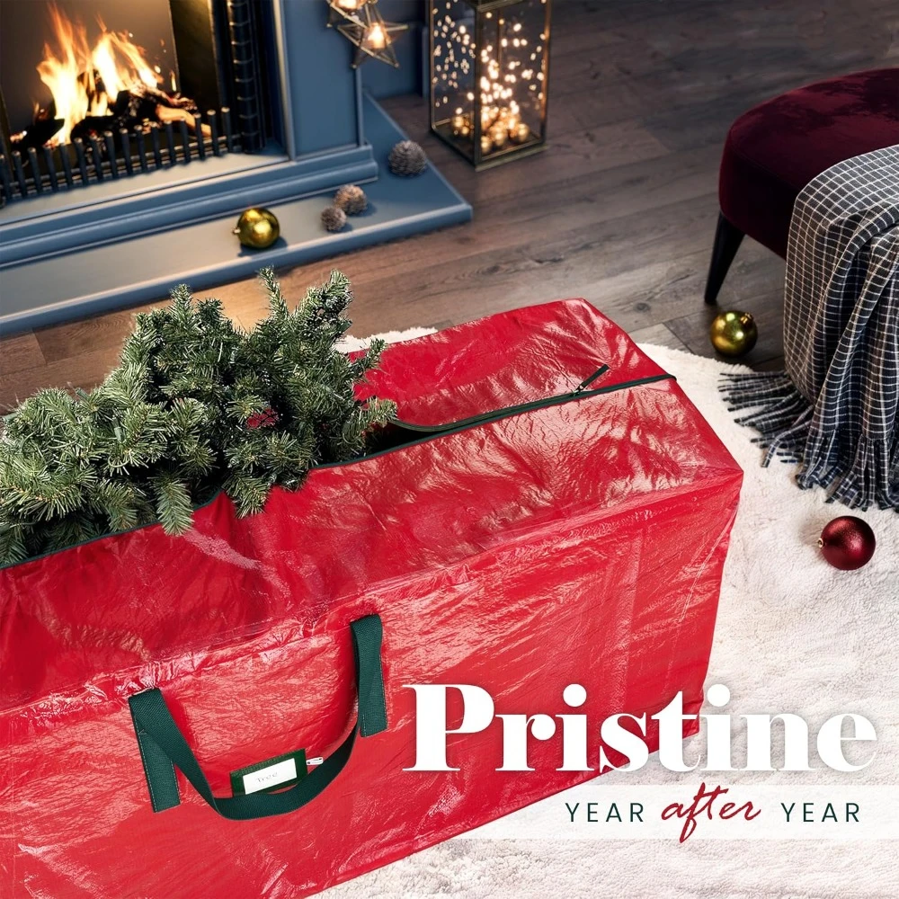 Heavy Duty Christmas Tree Storage Bag PE Folding Christmas Organizer Bag Large-capacity with Reinforced Handle