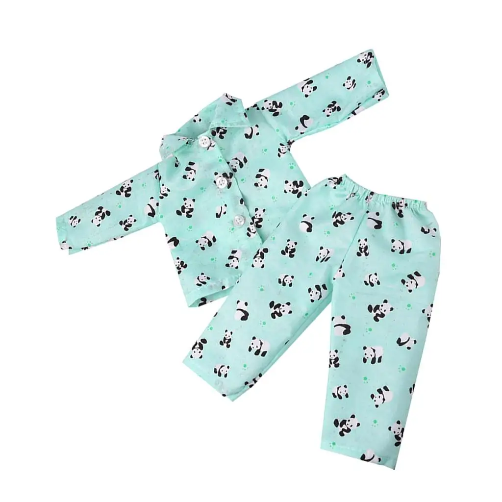 Adorable Doll Panda Pattern Pajamas Sleepwear Outfit for 18'' s