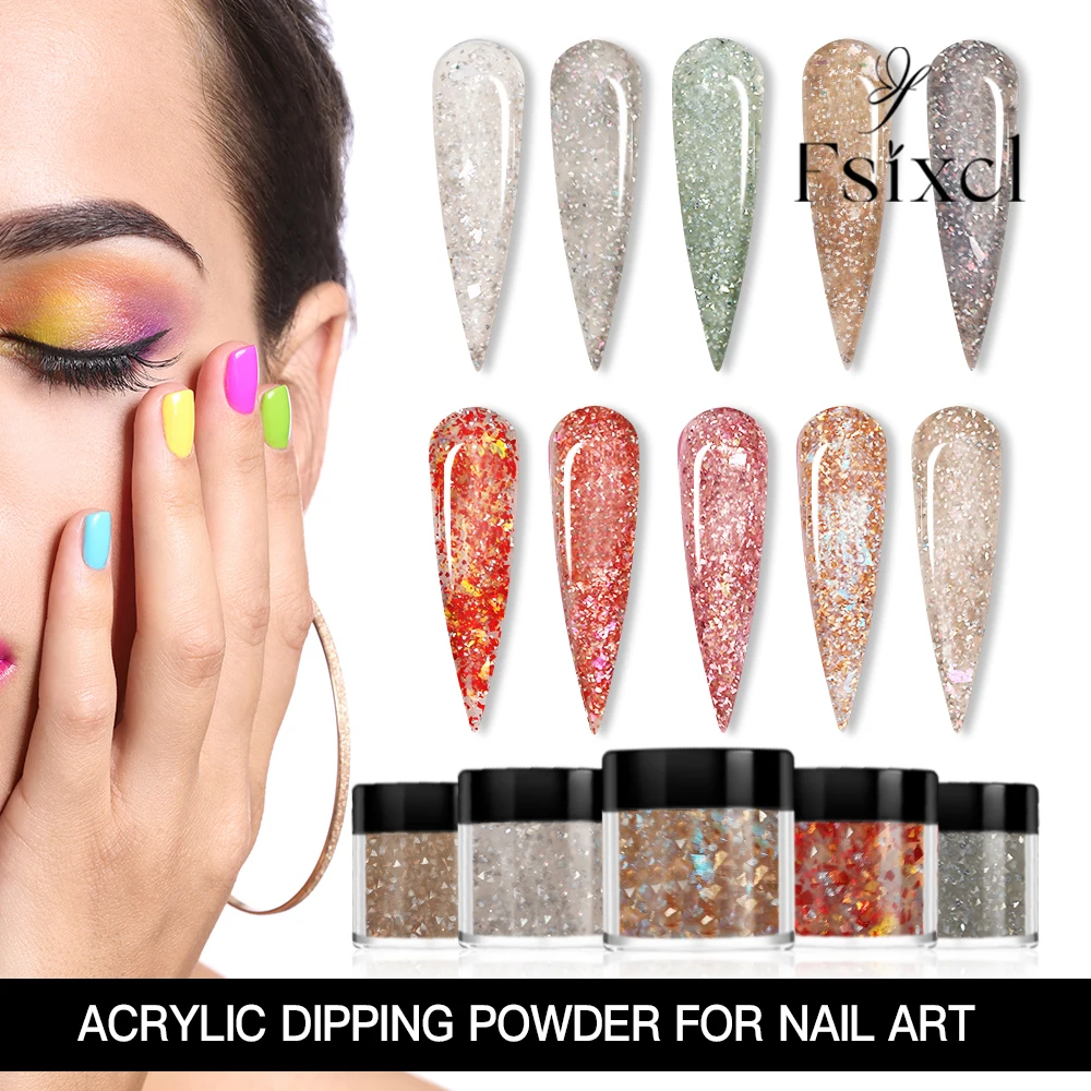 Fsixcl neuer 10-Farben-Nagel-Eintauch-Acrylpulver glänzender gemischter Opal glitter für Nail Art Extension DIY Maniküre Design Pigments taub