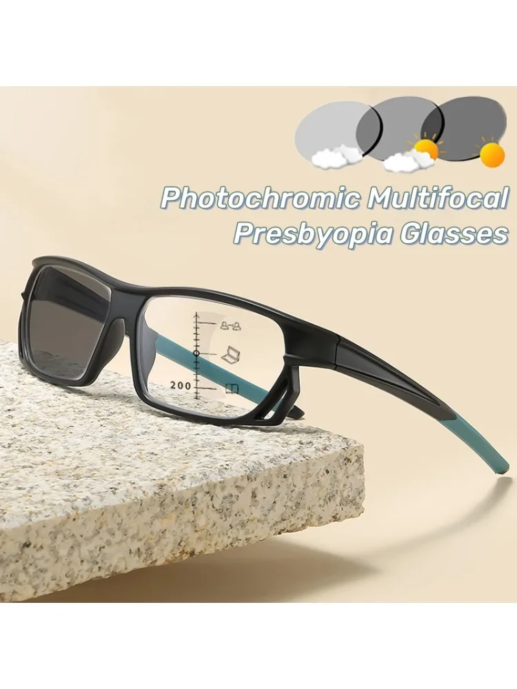 Lunettes de lecture multifocales photochromiques de sport, lunettes de Protection contre la lumière bleue pour les distances de loin et de près, lunettes de presbytie HD