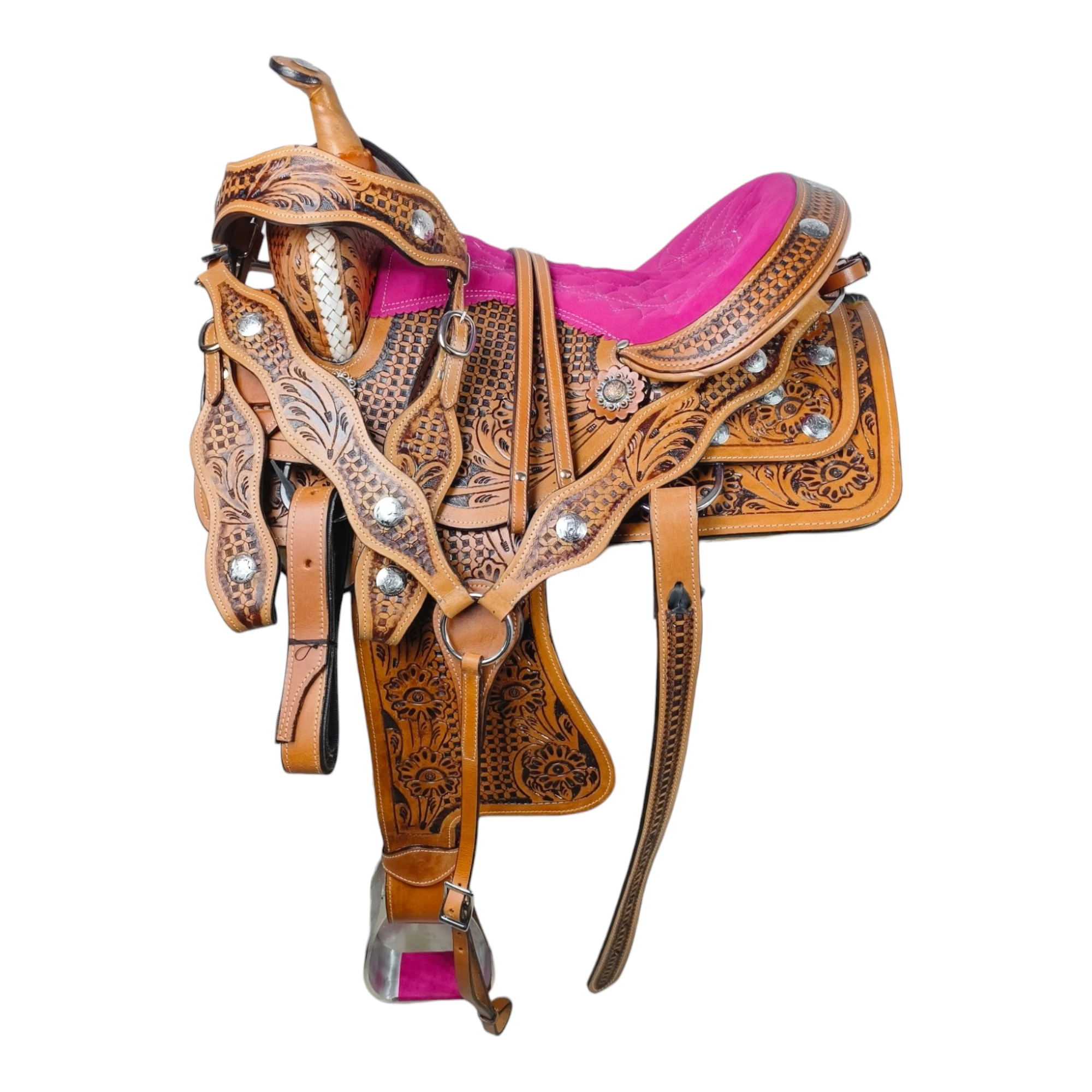 Handmade Premium Quality Leather Western Barrel Racing Horse Saddle Trail Custom Size Design Color With All Accessories Included