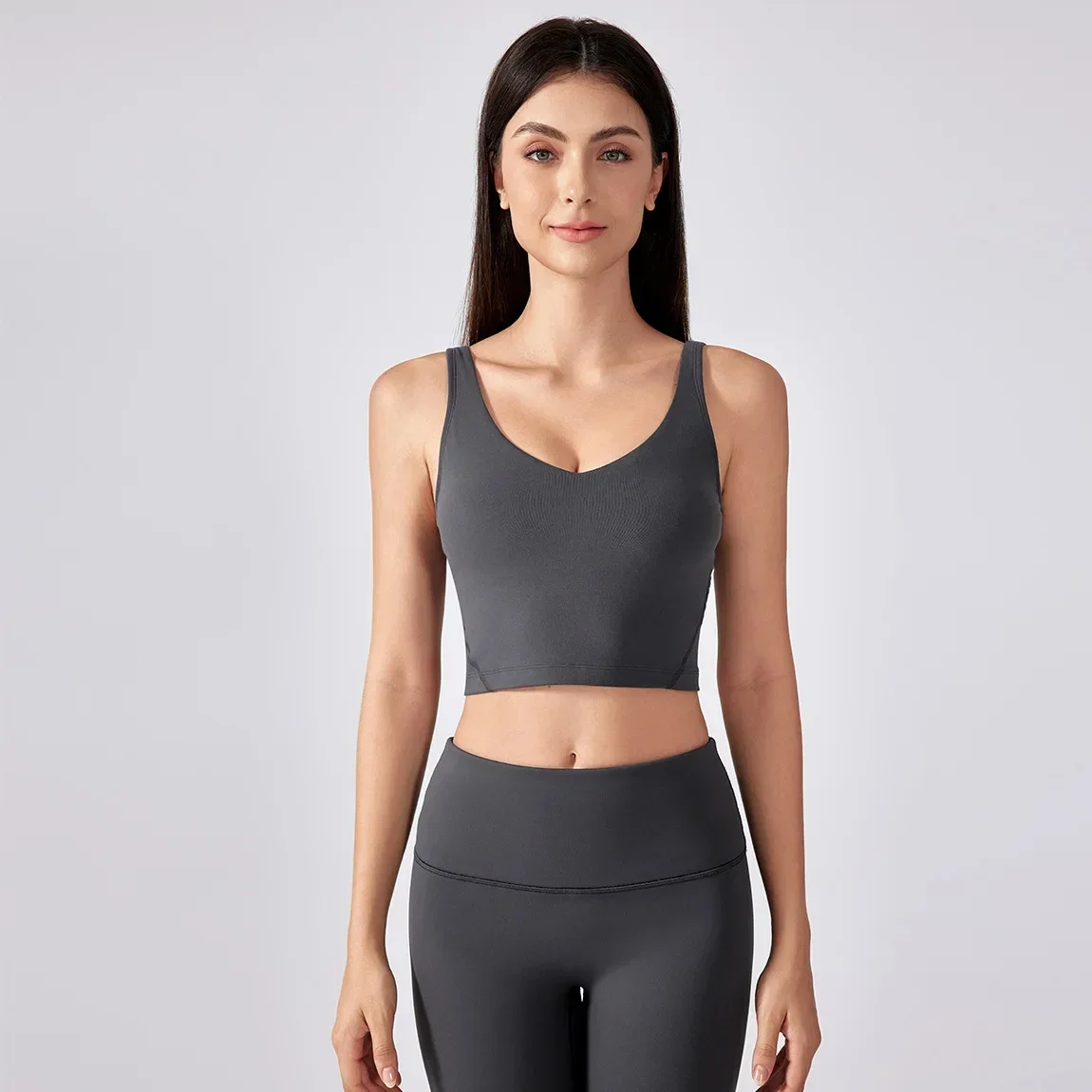 Dupe Classic Light Support Cropped Length Tank Top Four-way Stretch Sweat-wicking U-Back Sports Yoga Bra With Removable Cups