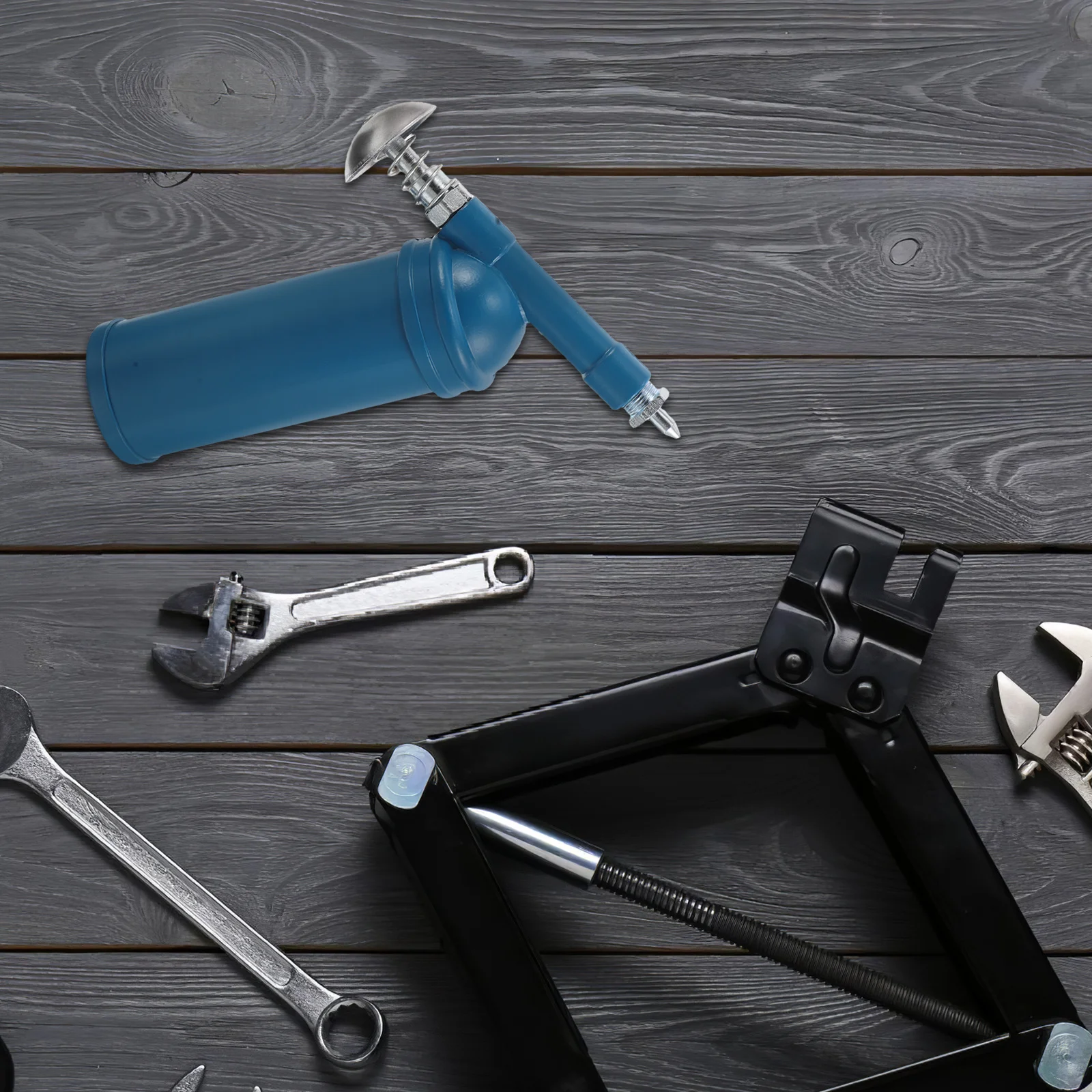 

Mini Manual Grease Gun Electroplated Silver Sky Blue 80Cc Capacity Precise Lubrication Tool for Excavators Cars Machinery Grease