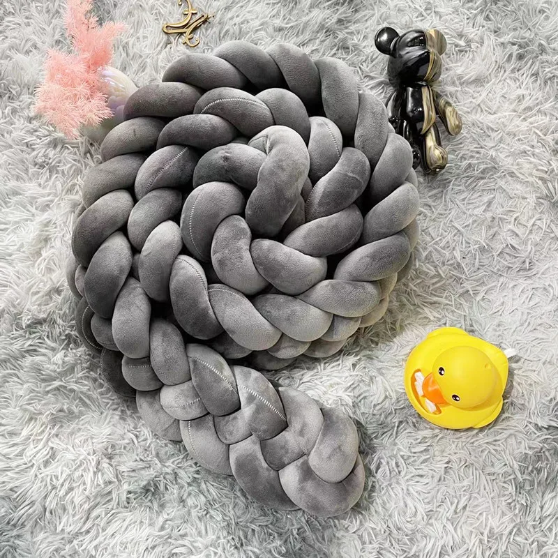 3M Tresse De Lit Crib Bumper Skin-Friendly Fabric Baby Room Decor Handmade Cushion Knotted Braid Pillow Soft Pad