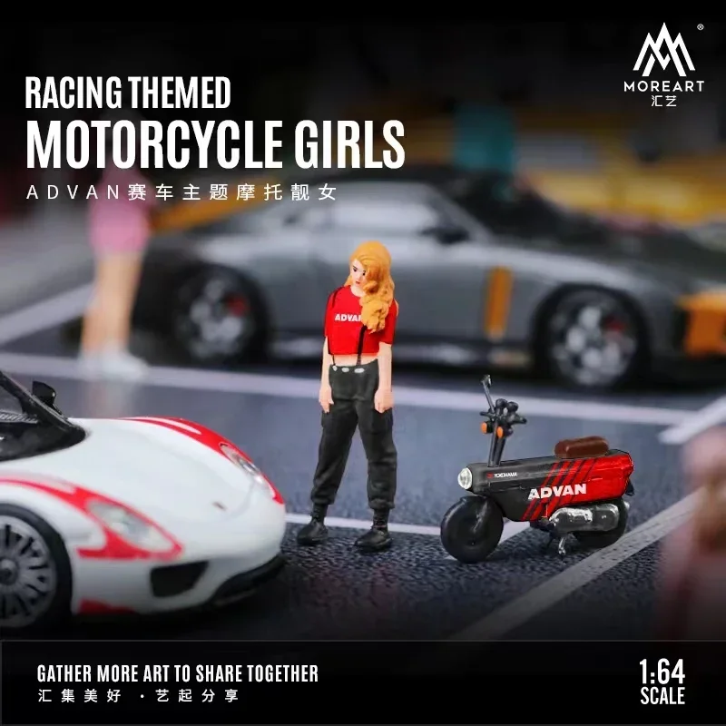 MoreArt 1/64 Resin Racing Motorbike Beauty Girl Suit Display Collection