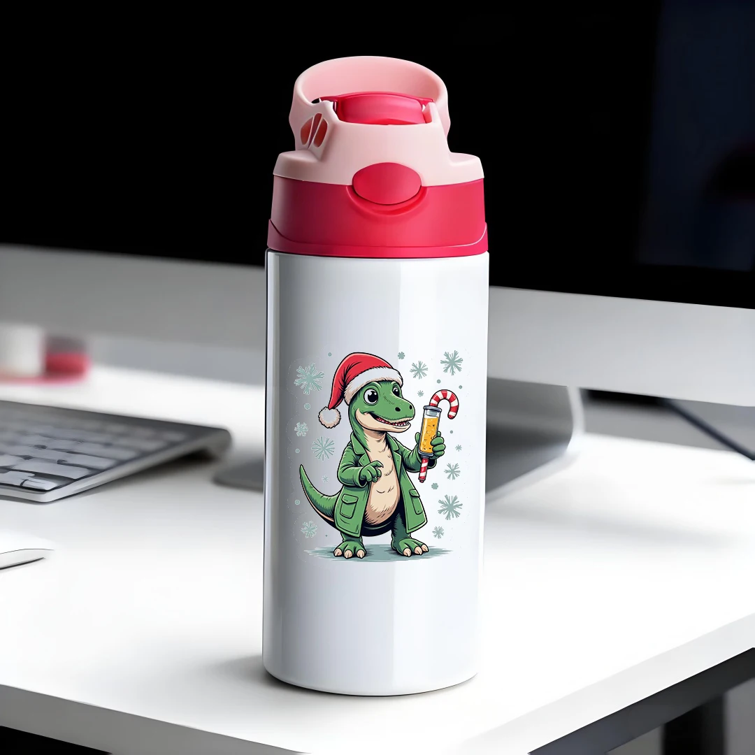 

Cartoon Dinosaur Christmas Thermos Cup 304 Stainless Steel Straw Cup Kids Water Bottle Holiday Gift Set Essential for