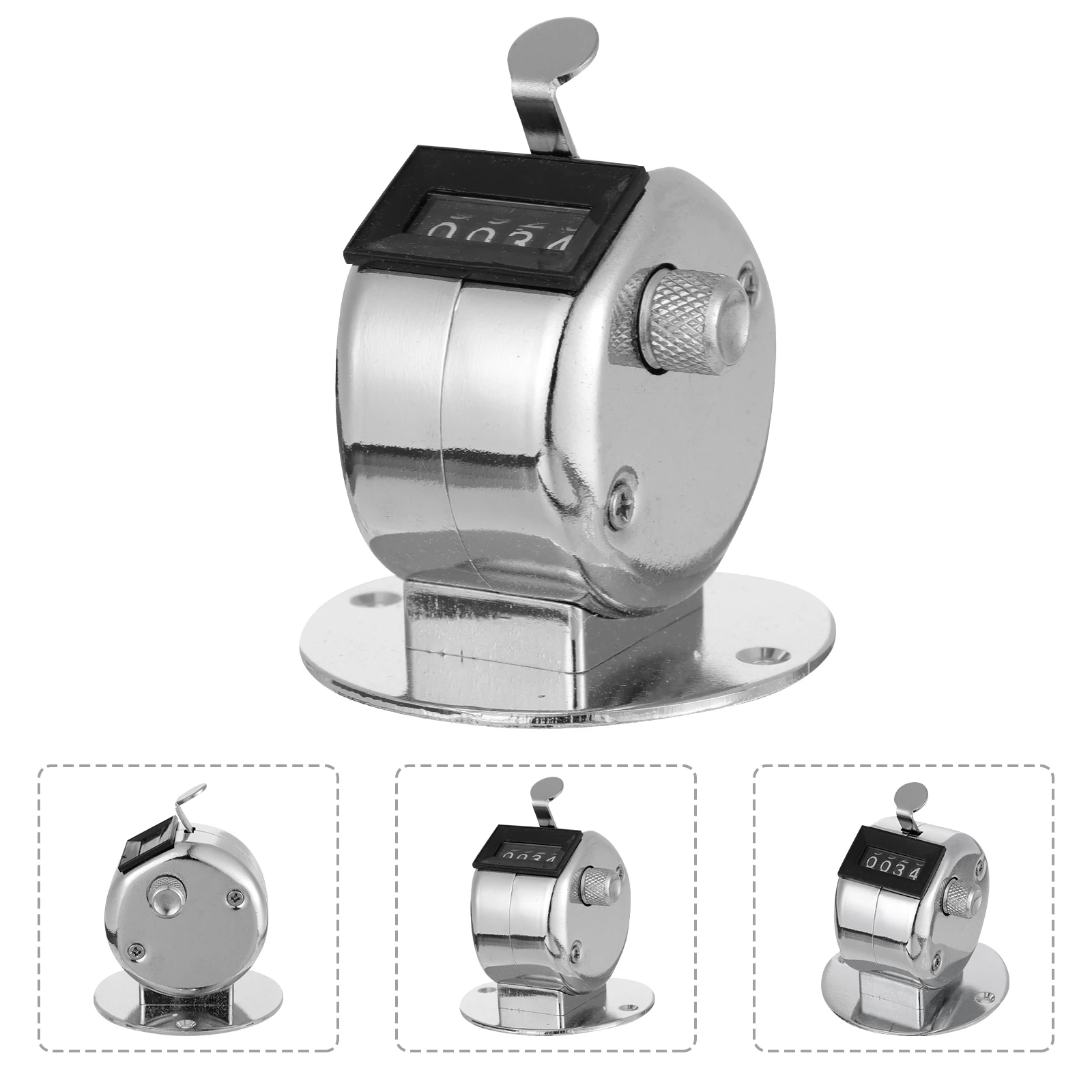 

High Class Material 4 Display Mechanical Counter Tally Clicker Metal Number Recorder Practical Easy Use Long Life Desktop