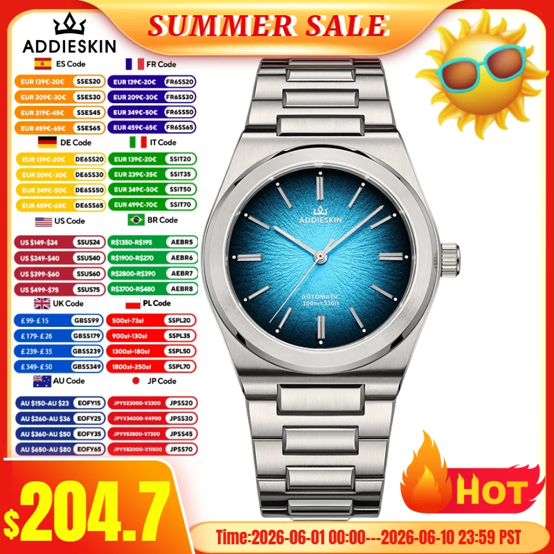 

AddiesKin K001 Watch For Men 10Bar Waterproof Sapphire Glass Luxury BGW9 Super Luminous 9015 Movement Automatic Mechanical Watch