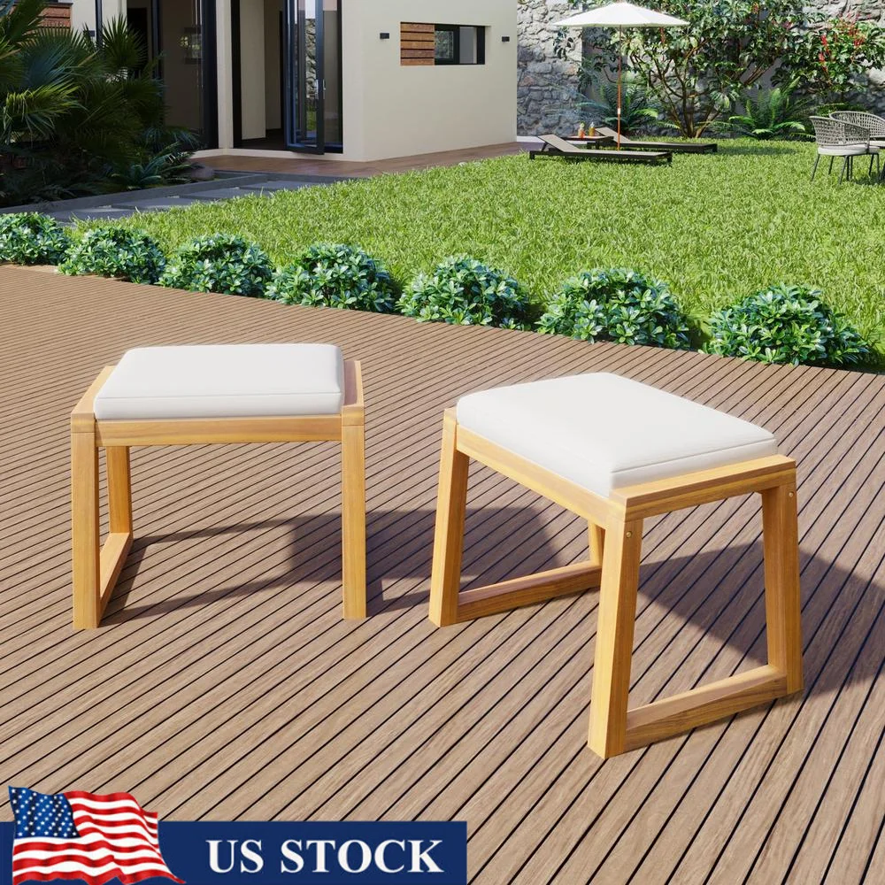 

Modern Outdoor Bench Set of 2 Acacia Wood Stylish Patio Garden Furniture Comfortable Seating