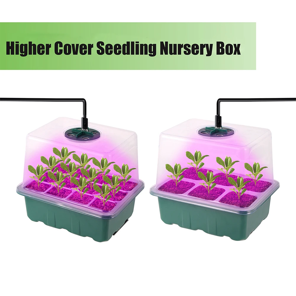 Seed Starter Trays With Grow Light Indoor Garder Plant Germination Trays  6/12 Cell LED Full Spectrum Seedling Growing Kits New