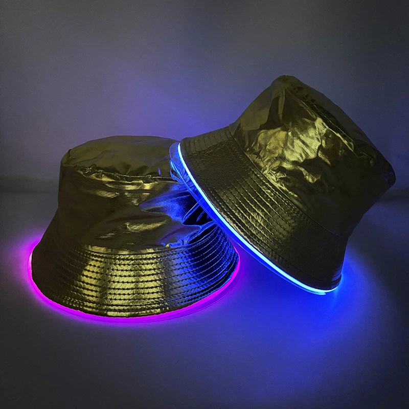 

Cosplay Costumes Gloden Bucket Hats Women Men Decorative Night Glowing Hats Caps Attractive Fishermen hats