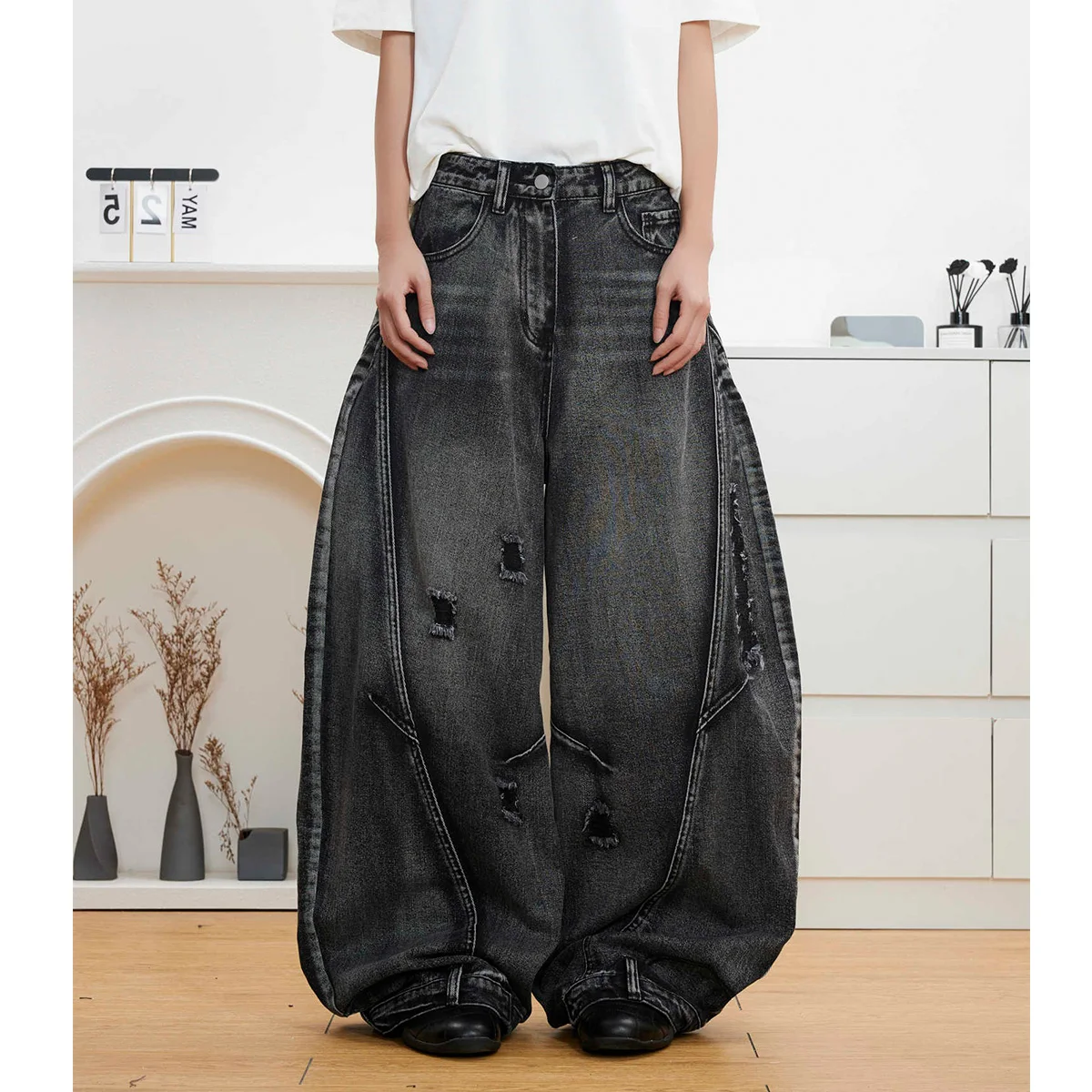 

Джинсы Dad Jeans с дизайнерским кроем, прямые, повседневные, молодежные, свободного кроя, длинные брюки