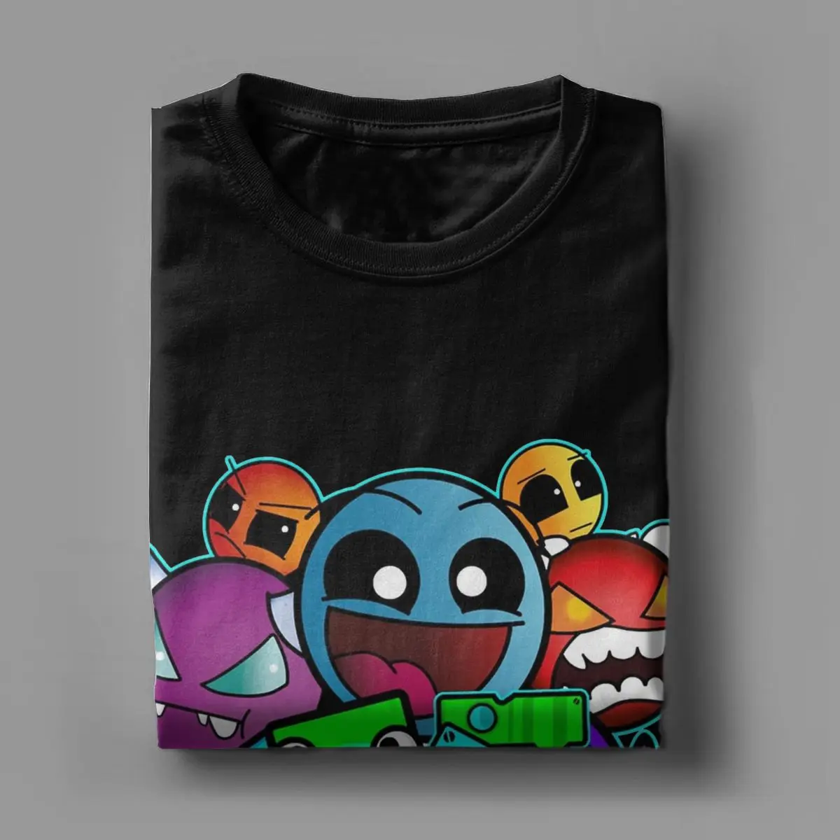 Men Women Video Game Geometric Dash Old School Gaming T Shirt Geometry Dash Pure Cotton Clothes Tee Shirt Graphic T-Shirts