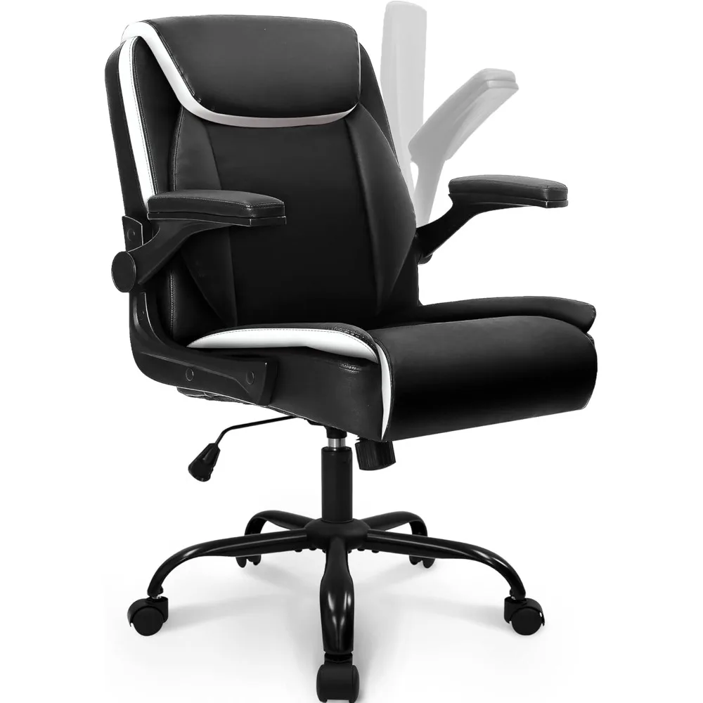 Office Chair Adjustable Desk Chair Mid Back Executive Comfortable PU Leather Ergonomic Gaming Back Support Home Computer