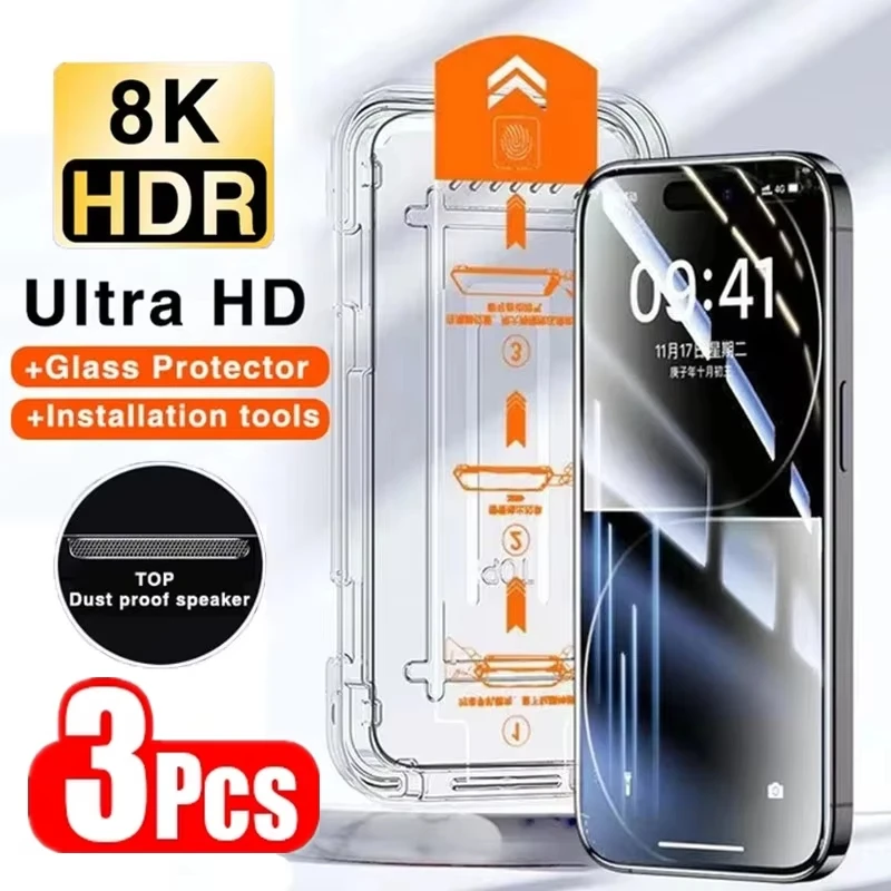 3PCS 8K Staubfreies Glas Für Samsung Galaxy S25 Ultra Screen Protector A56 A55 A52 A16 A54 A35 a34 A25 A53 A26 A36 S23 S24 FE S20
