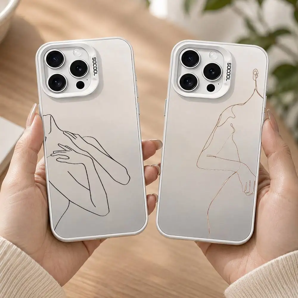 Body Art Bedruckte Linien Stoßfeste Handyhülle für iPhone 17 16 15 13 14 Pro Max 11Plus Max 12mini