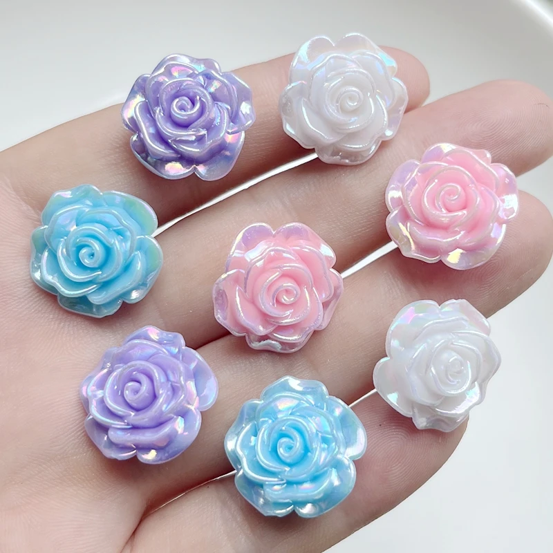 10pcs Colorful UV Plated Brilliant Rose String Beads Wedding Decoration Flowers DIY Jewelry Decoration Accessories Party Beads