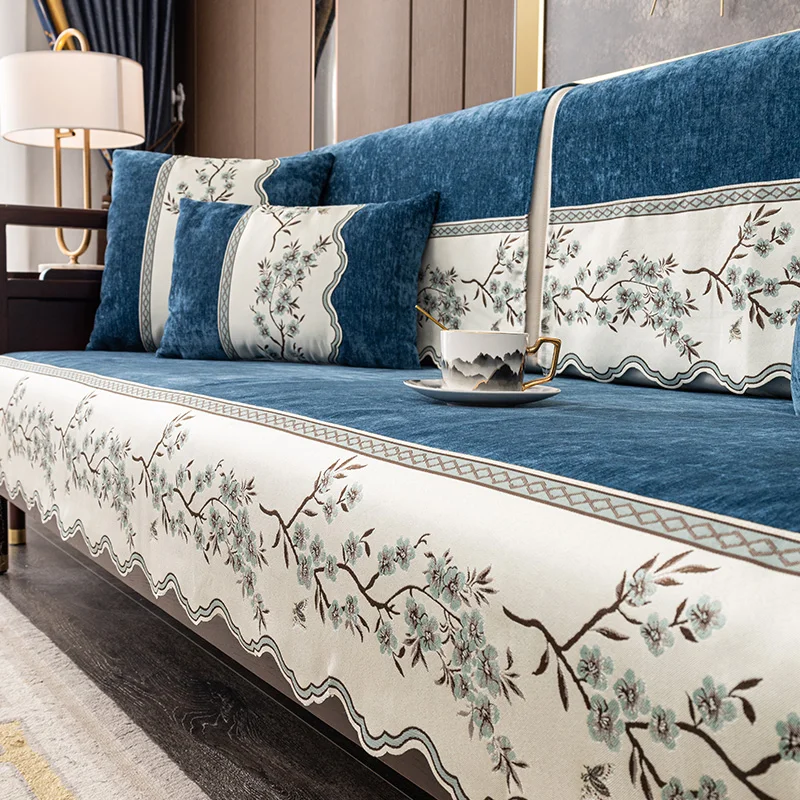 

1PC Chenille Chinese-Style Sofa Cushion Cover for Living Room Non-slip Solid Wood Bench Pad All Season Universal Couch Protector
