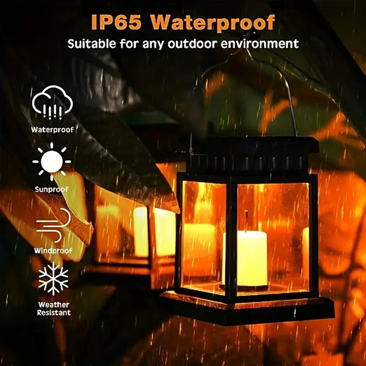 1pc Solar Candle Lantern Lights Waterproof Garden Outdoor Hanging Solar Light For Outdoor Patio Yard Lawn Backyard Front Decor