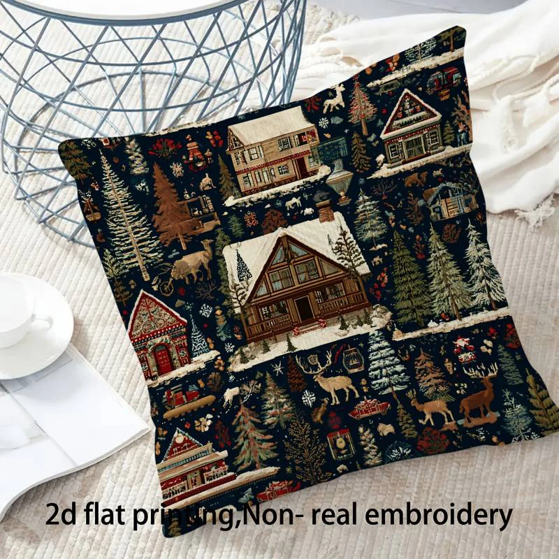 

Cozy Cabin Patterned PillowcaseSuitable for sofa car bedroom decorative cushion cover pillow cover