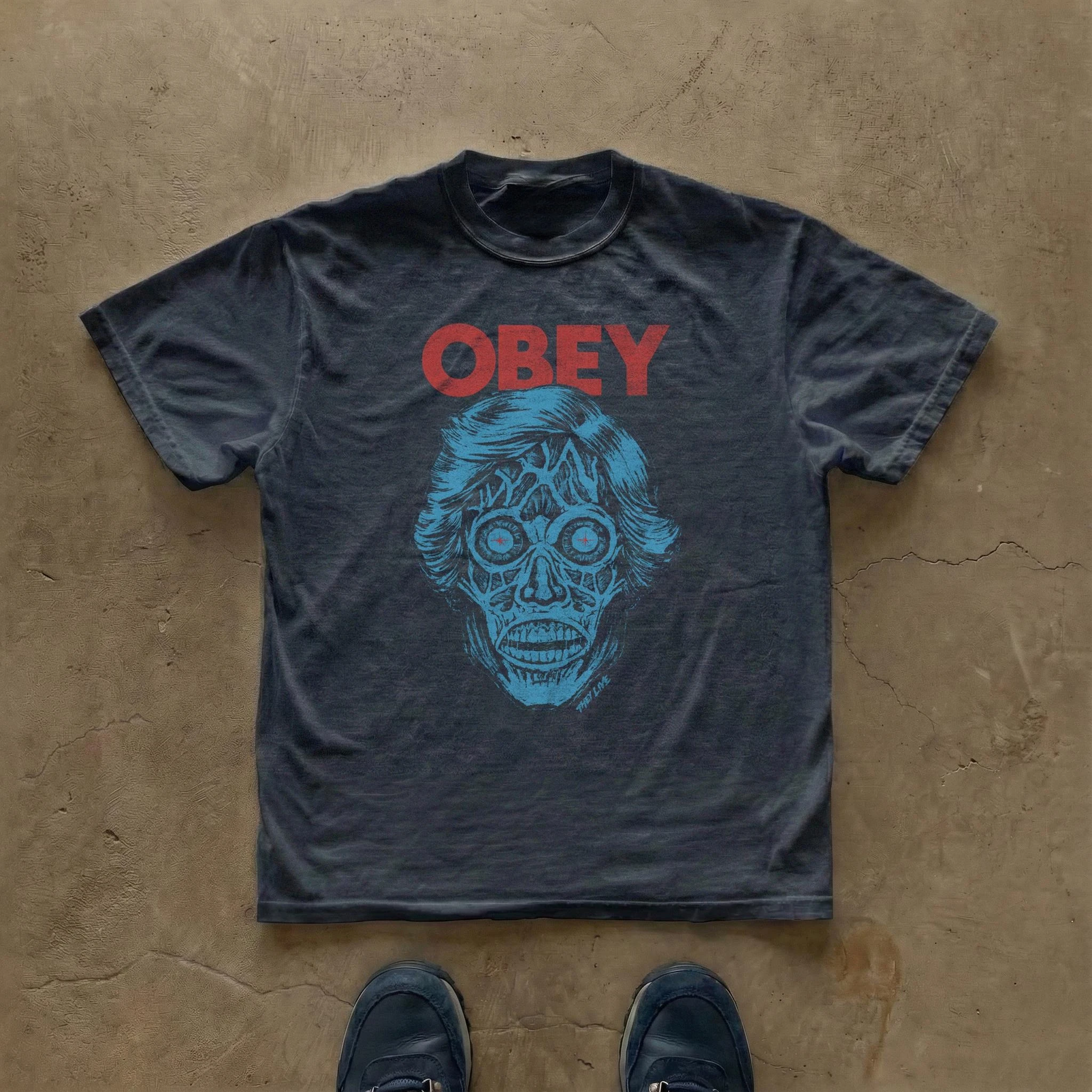 

Plus Size Summer Women's They Live Alien Skull Print T-shirt Cotton Breathable Stylish Versatile Street Style Oversized