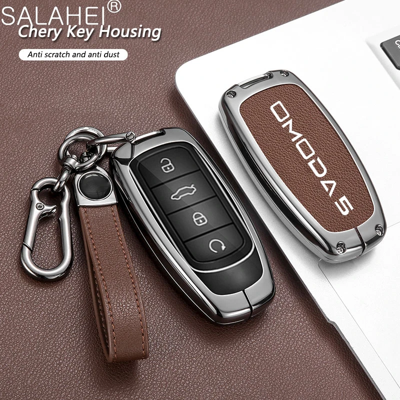 Zinklegierung Leder Auto Smart Remote Key Case Fob Cover Shell Schlüsselanhänger für Chery Omoda C5 5 fx 7 8 pro plus 2022 2023 Zubehör