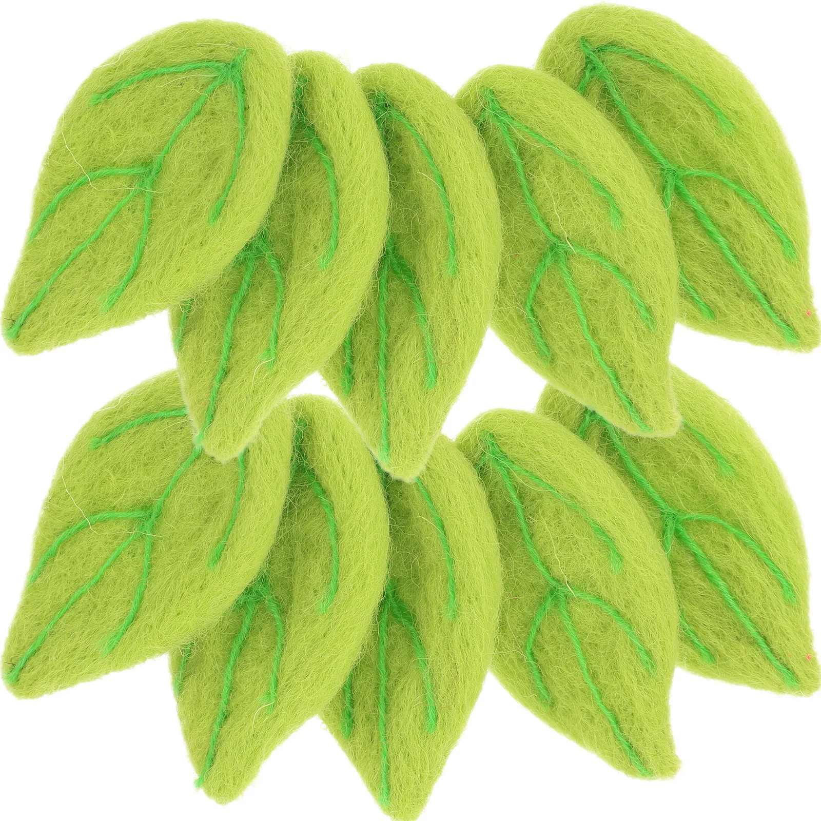 

10pcs Wool Felt Leaf Green Leaves Embellishments Diy Craft Decor For Hairpin Brooch Headdress Accessories Craft Making Material