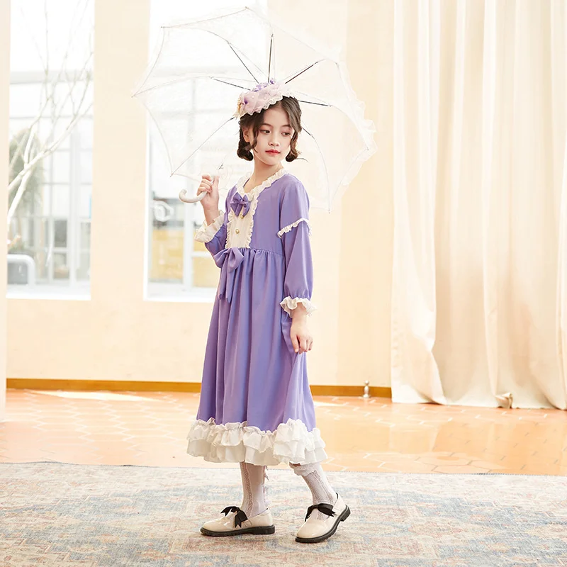 

Girls Lolita Dress Autumn Hanfu Children's Wear Long Sleeve 2022 New Little Girl Foreign Style Performance Princess Skirt