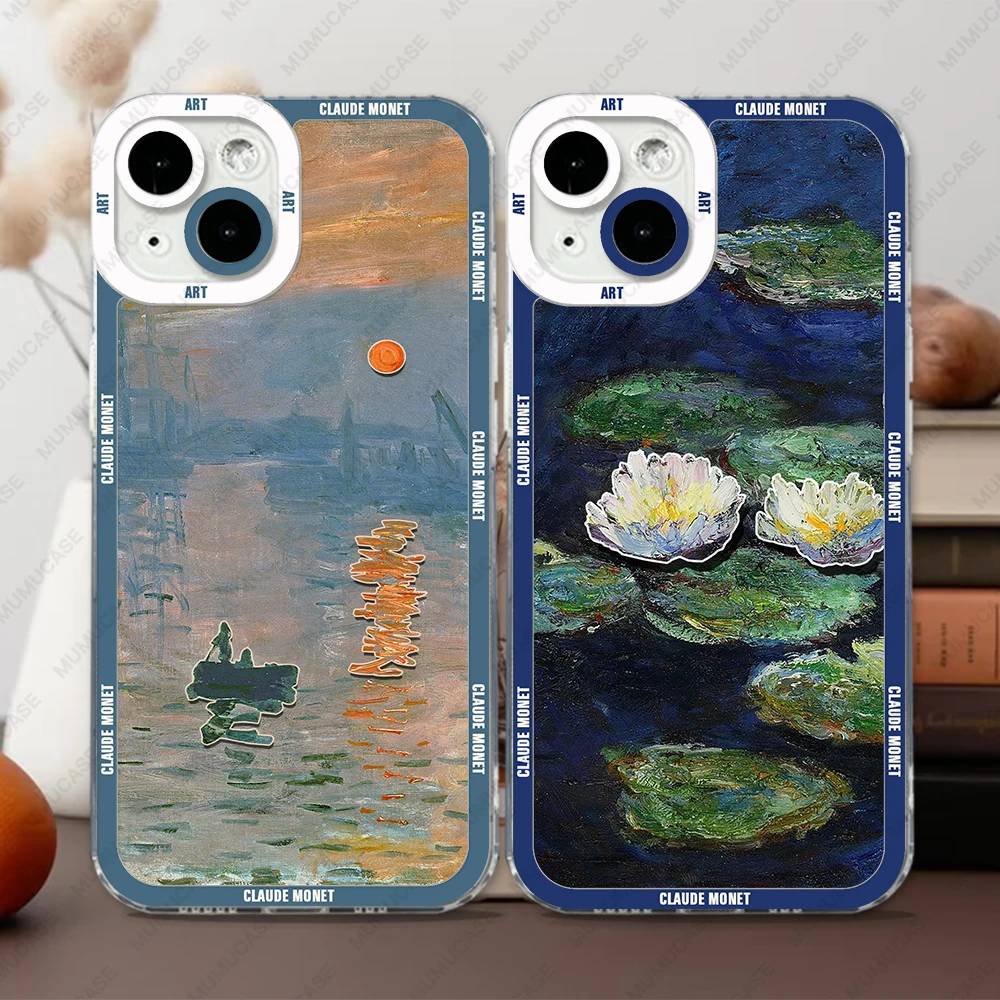 Case For iPhone 16 15 14 13 12 11 Pro Max Mini XS X XR SE 7 8 Plus Soft Cover Claude Monet Art