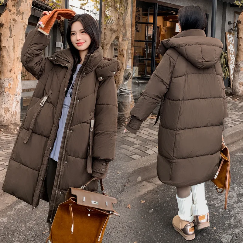 Mid Length Coats Parkas Women Hooded Zipper Jackets Stand Collar Coat Thick Warm Work Y2k Streetwear Jacket Autumn Winter