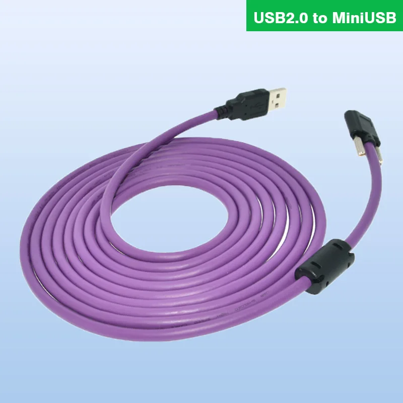 Industrial Camera Cable USB2.0 a Male Mini Mini USB Male with Lock High Soft Shielded Data Cable for IMAGINGSOURCE DMK Dahua