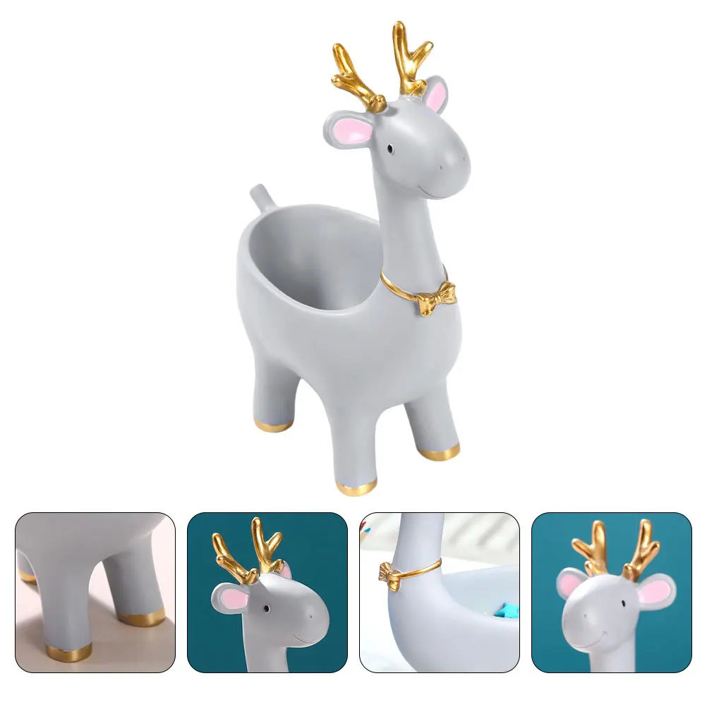 

Decoration Deer Shaped Artware Key Storage Container Jewelry Decorative Desktop Adornment Grey