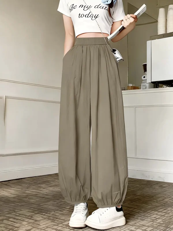 Ice Silk Quick Dry Harlan Pants Loose Slimming Summer New Korean Version Covering Meat Loose Nine Points Women Lantern Pants