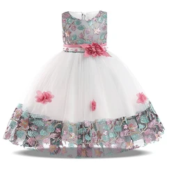 Summer Flower Dresses for Girls Children Birthday Party Wedding Dress Prom Evening Princess Dress Costums Kids Clothes 3-8 Years