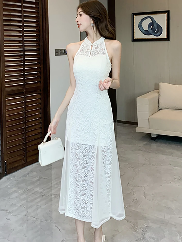 2025 laço branco jacquard chique babados sereia vestido feminino elegante luxo dança vestido de festa primavera verão moda coreana vestidos