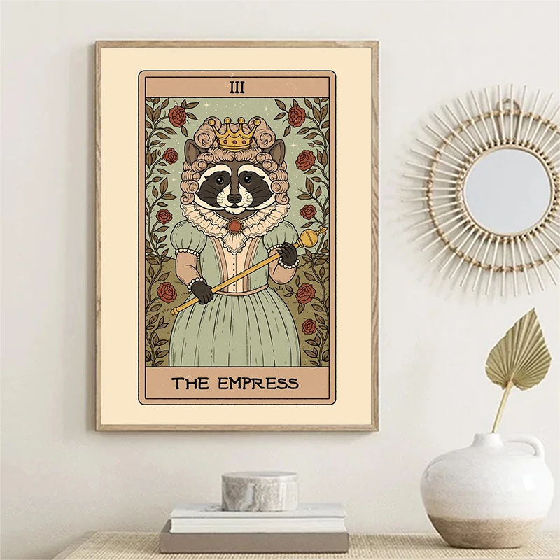 Little Raccoon Taro Poster Sun Moon Magician Dead God Canvas Printing Wall Art Decoration Frameless Painting Home Bedroom Decor