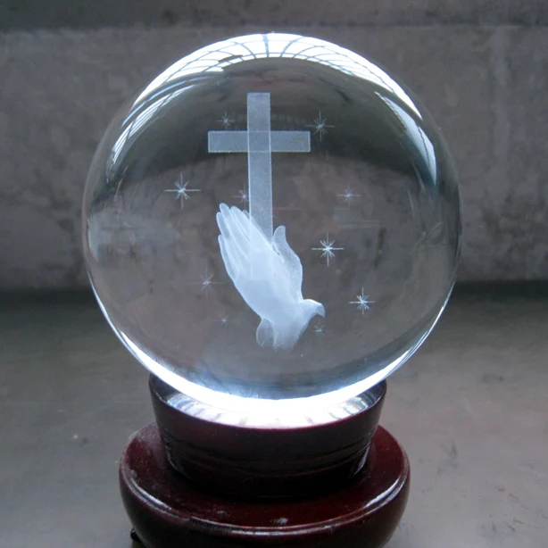 TOP GOOD Christianity Catholicism  gift Religious efficacious HOME House Talisman 3D Crystal pray ball statue Model