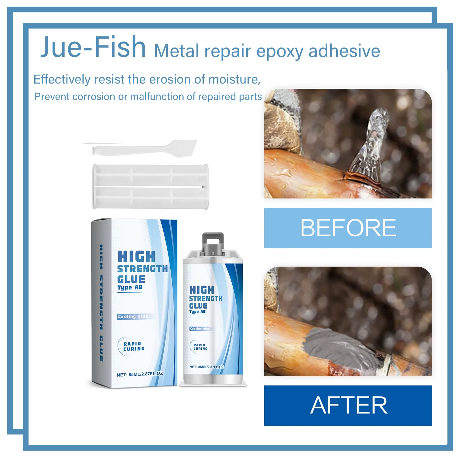 High Strength Metal Repair Adhesive High Strength Bonding Plastic Adhesive Industrial Casting Heat Resistant Ab Glue with Tool