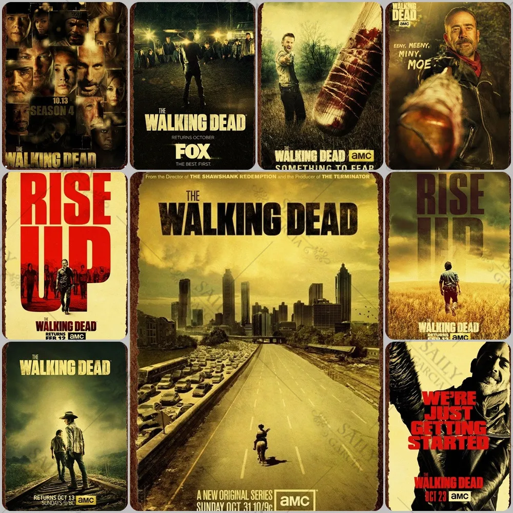 The Walking Dead Metal Tin Sign Plates Pop American Tv Series Horror Decor Tin Sign Metal Posters Man Cave Pub Bar Sign Plaques