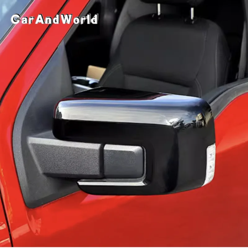 

ABS Carbon Fiber Door Rear View Mirror Protective Frame Cover Gate Rearview Trims Car Accessories For Ford Raptor F150 2022-2026
