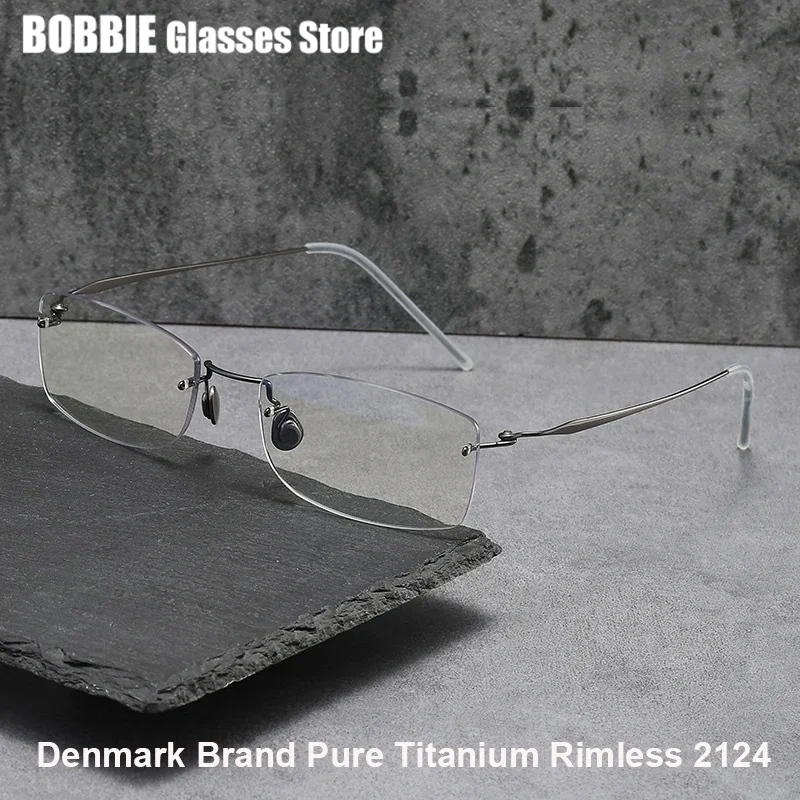 Titanium Ultralight Rimless Glasses Frame Men Women Eyeglasses Prescription Myopia Spectacles Anti Blue Lens Denmark Brand Desig