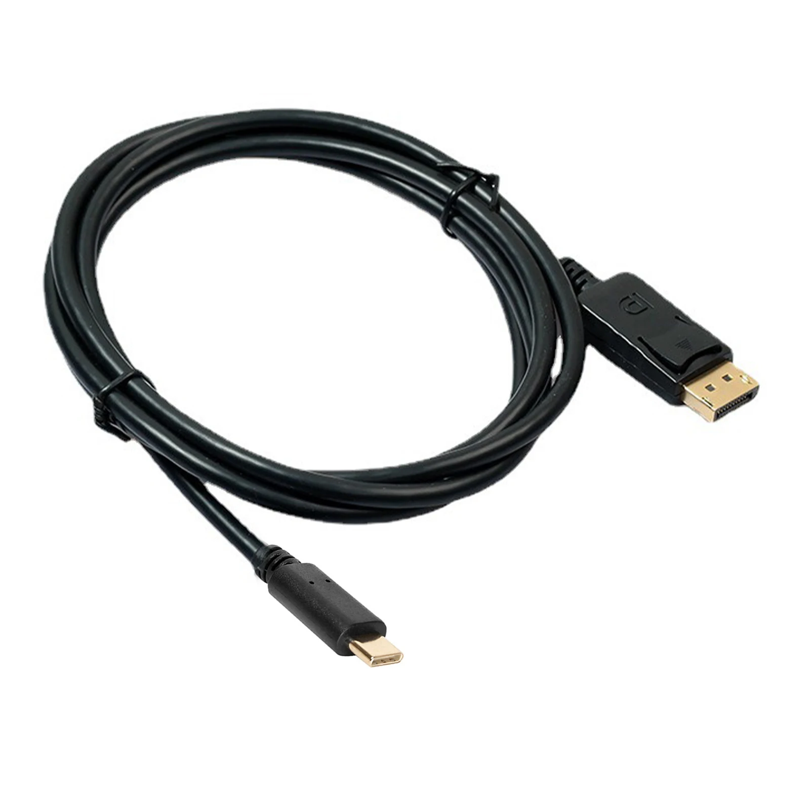 1Pc Portable USB-C to DisplayPort Cable 6FT/1.8M Black Solid High Quality 4K 60Hz Type-C Convert Standard DP For PC/TV