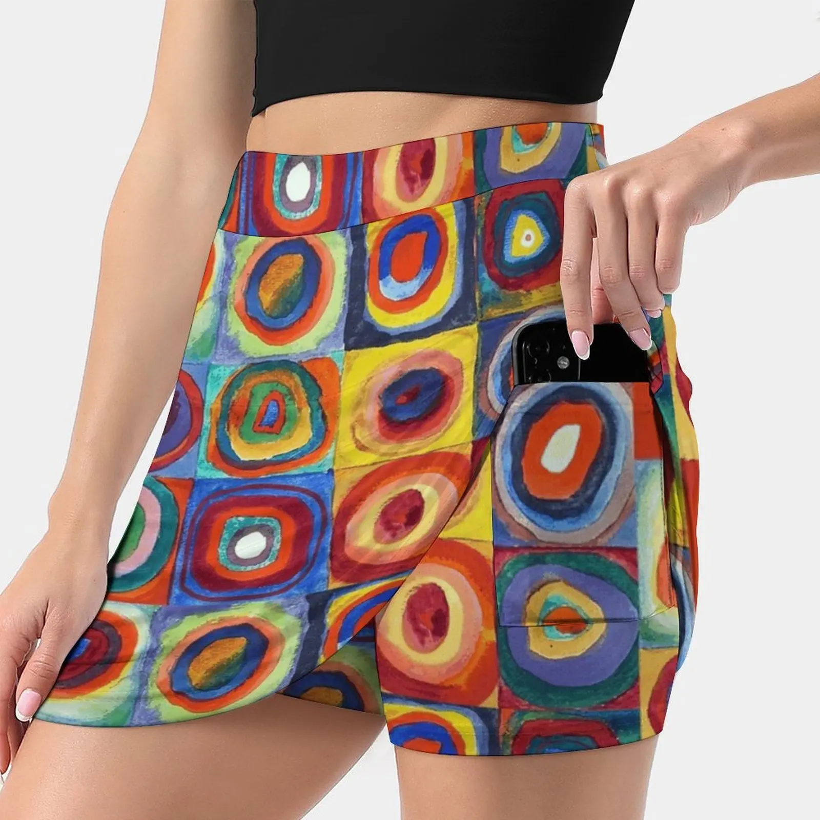 Wassily Kandinsky-Color Study , Squares With Concentric Women's skirt Aesthetic skirts New Fashion Short Skirts Kandinsky