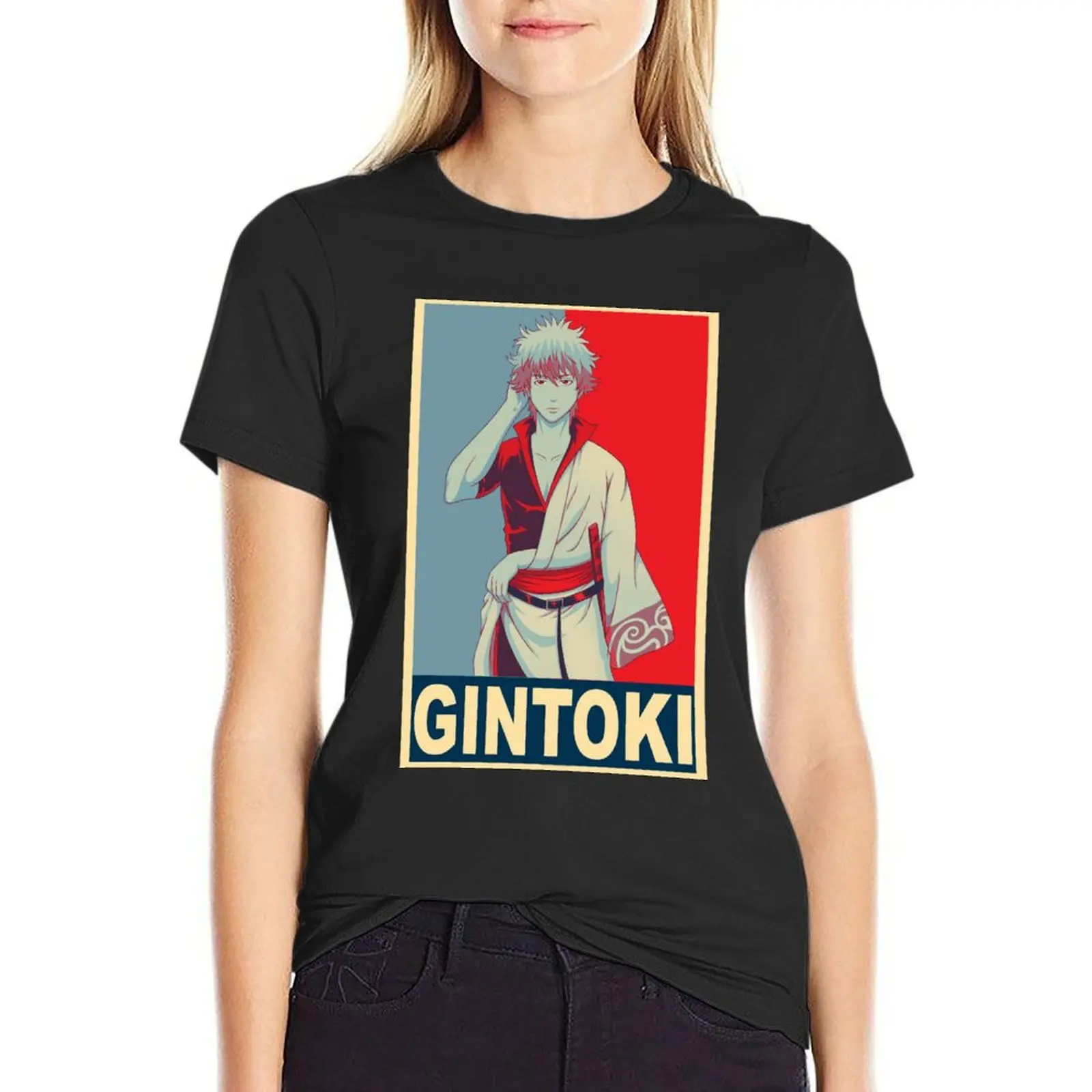 Gintoki Sakata Poster T-Shirt summer clothes Aesthetic clothing korean fashion graphics korean Women's clothes
