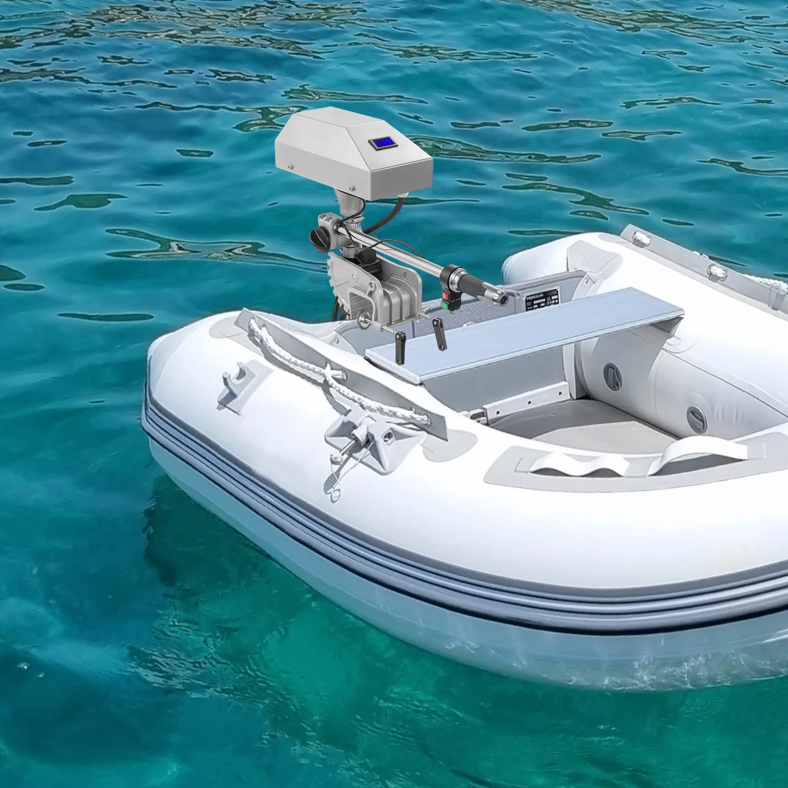 1500W Bürstenloser Elektrischer Außenbordmotor, 12-24V Drehzahlvariabler Motor mit LED-Anzeige & Klappbarem Griff für Kajak, Schlauchboot