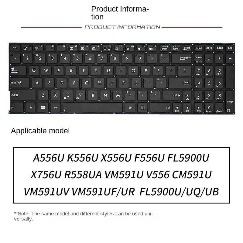 replace suit for ASUS V556 X556 FL5900U VM591U K556 X756 R558U Laptop keyboard