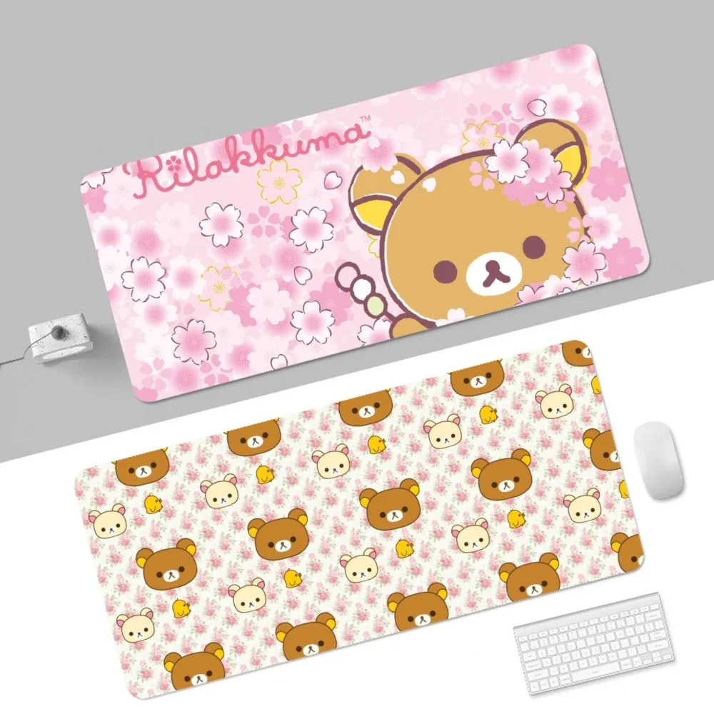 Kawaii Rilakkuma Bear 90x40cm Big Thickened Mouse Pad Oversized Gaming Keyboard Notebook Table Mat For Teen Bedroom