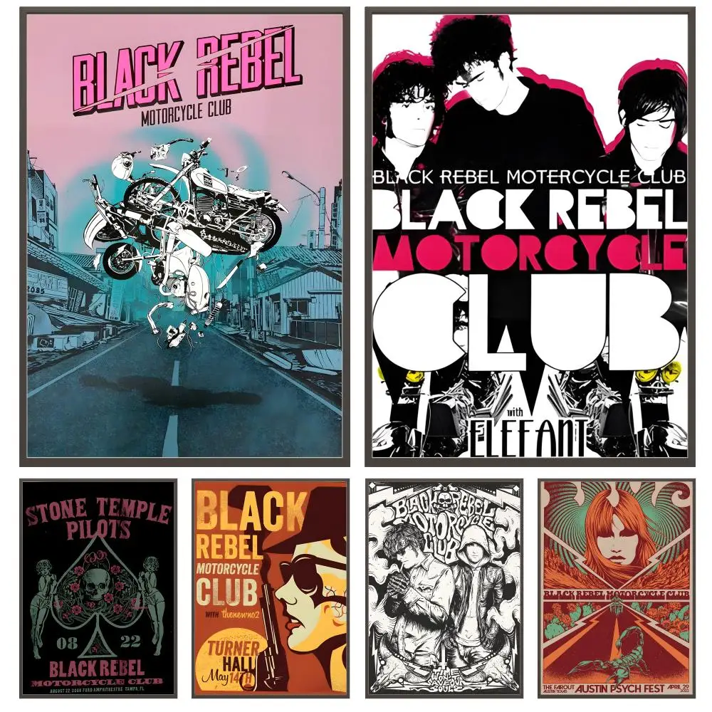Rock Band B-Black R-Rebel Motorcycle Club Poster Versatile HD Waterproof Wall Art Self-Adhesive Decor for Any Space Ideal Gift