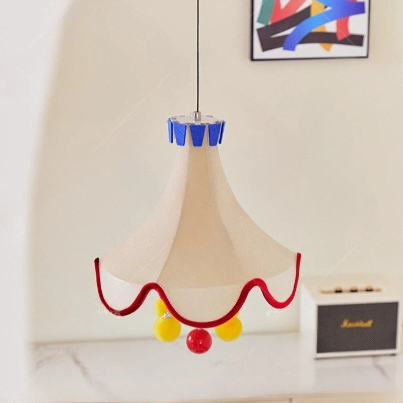 Moden Creative White Fabric LED Ceiling Pendant Light Velvet Ball Hanging Lamp Living Room Bedroom Kitchen Restaurant Chandelier