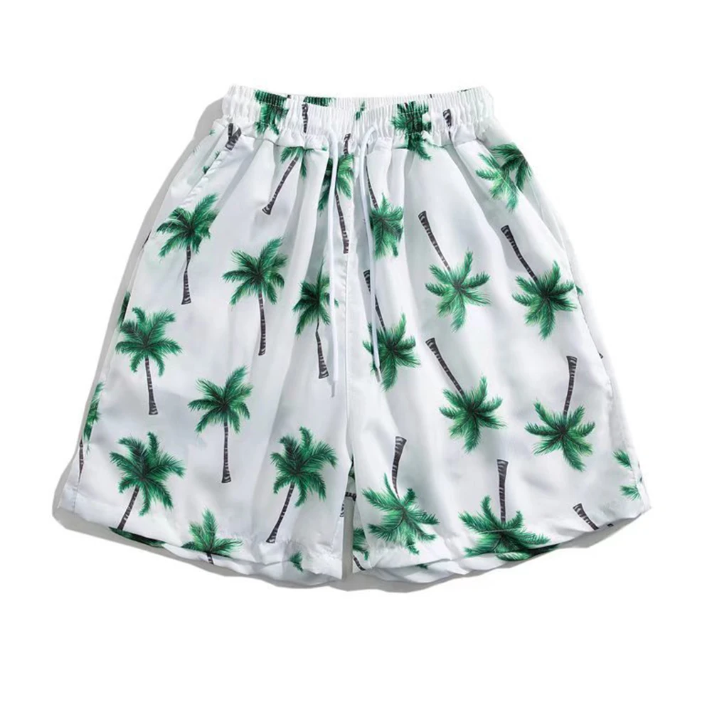 For Beach For Swimming Printed Swim Trunks Beach Shorts Summer Holidays Drawstring Swimming Trunks Drawstring Waist